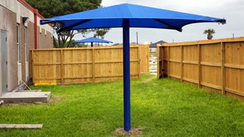 single pole, backyard, shade structure, school